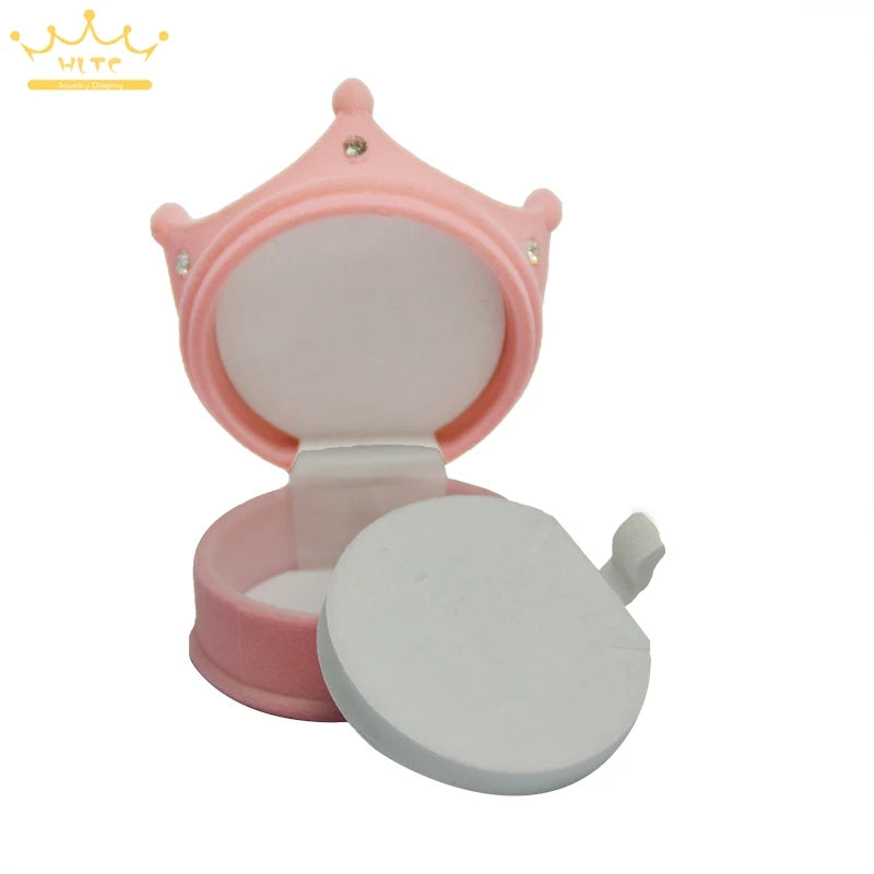 50pcs/lot Ring Display Crown Box Ear Stud Necklace Jewelry Case Container Wedding Velvet Ring Gift Case Earrings Storage