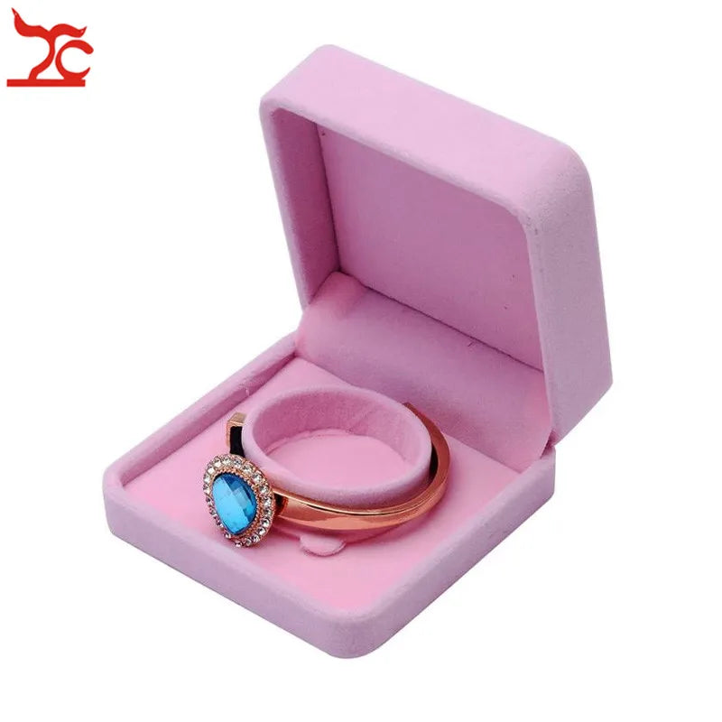 New Lovely Pink Velvet Jewelry Display Case Amazing Wedding Ring Earrings Necklace Bracelet Storage Organizer Gift Set Box