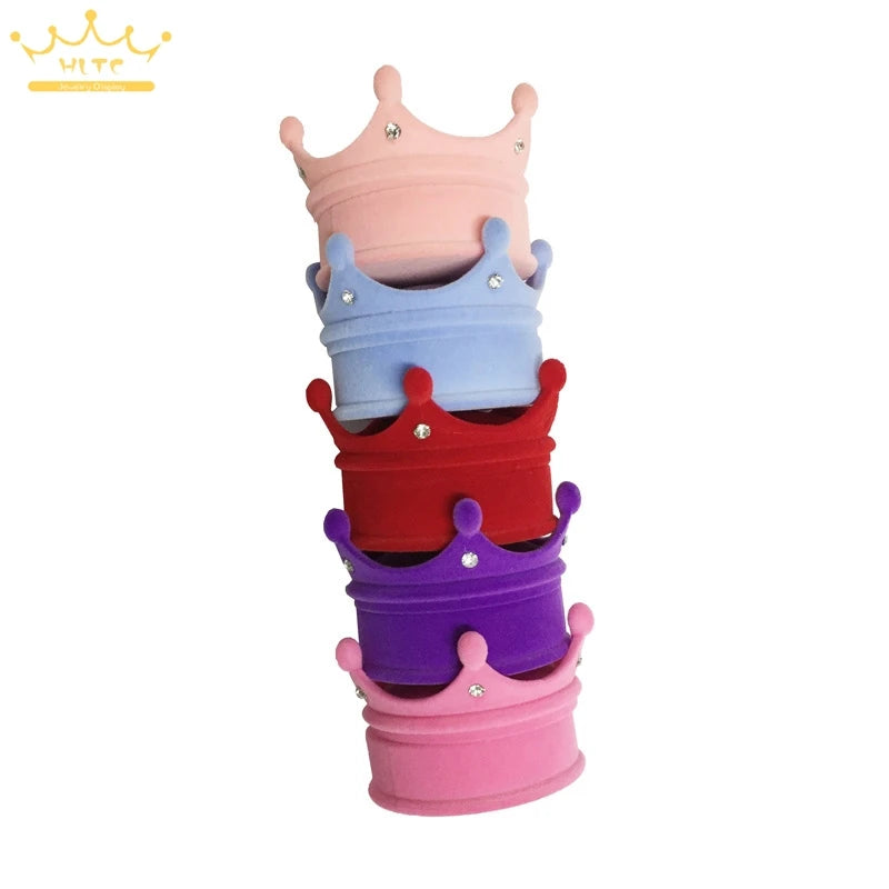50pcs/lot Ring Display Crown Box Ear Stud Necklace Jewelry Case Container Wedding Velvet Ring Gift Case Earrings Storage