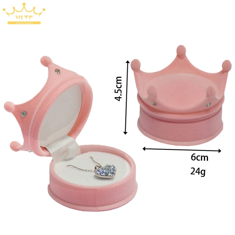 50pcs/lot Ring Display Crown Box Ear Stud Necklace Jewelry Case Container Wedding Velvet Ring Gift Case Earrings Storage