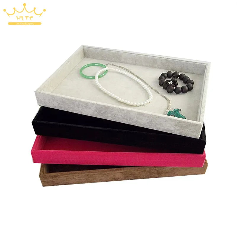 Stackable Jewelry Trays Bracelet Holder Inserts Velvet Catch All Jewelry Display Tray Necklace Watch Storage Case 35*24*3Cm