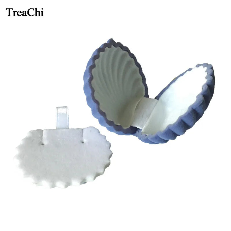 10Pcs Cute Shell Shape Velvet Engagement Wedding Party Gift Case 5 Colors Earring Necklace Pendant Jewelry Display Storage Box