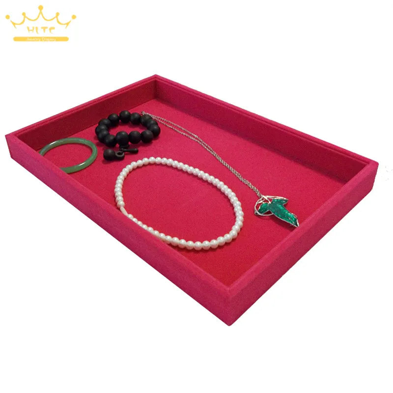 Stackable Jewelry Trays Bracelet Holder Inserts Velvet Catch All Jewelry Display Tray Necklace Watch Storage Case 35*24*3Cm