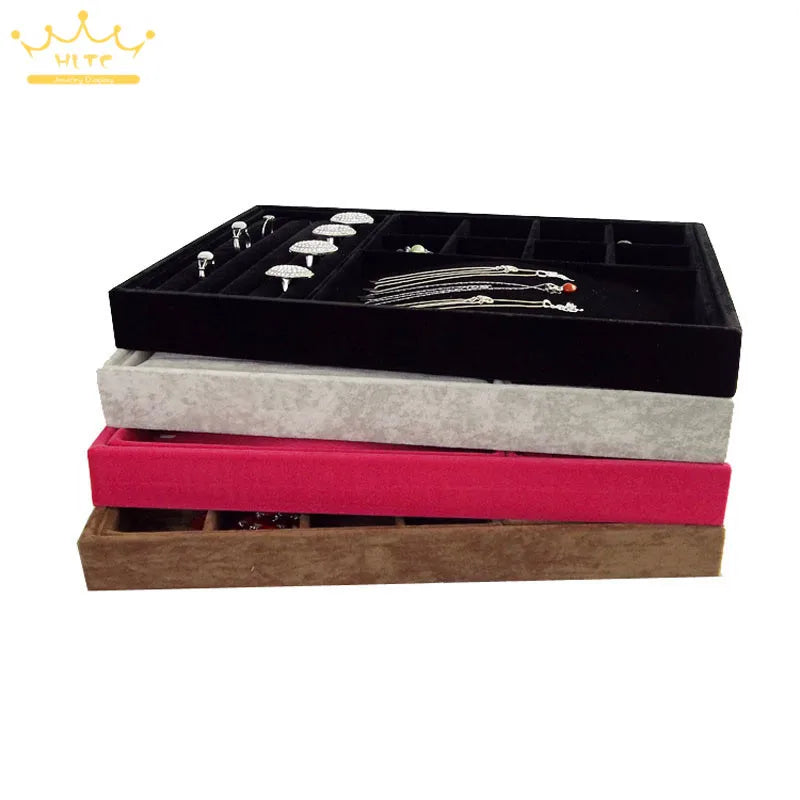 Stackable Jewelry Trays Bracelet Holder Inserts Velvet Catch All Jewelry Display Tray Necklace Watch Storage Case 35*24*3Cm