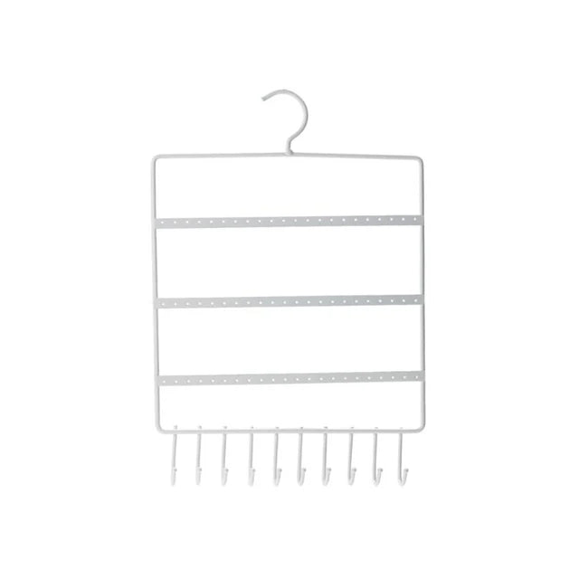Capacity 66 Holes And 10 Hooks Jewelry Organizer Rack Stand Display Holder Wall Earring Stud Necklace Key Hanging Storage Holder