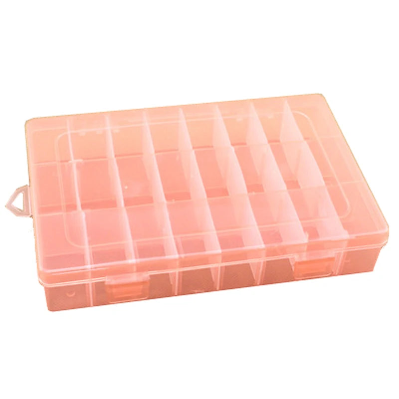 Jewelry Box Holder Adjustable 24 Grids Plastic Case Box Container Desk Small Storage Pills Ring Jewelry Earring Nail Art Tips