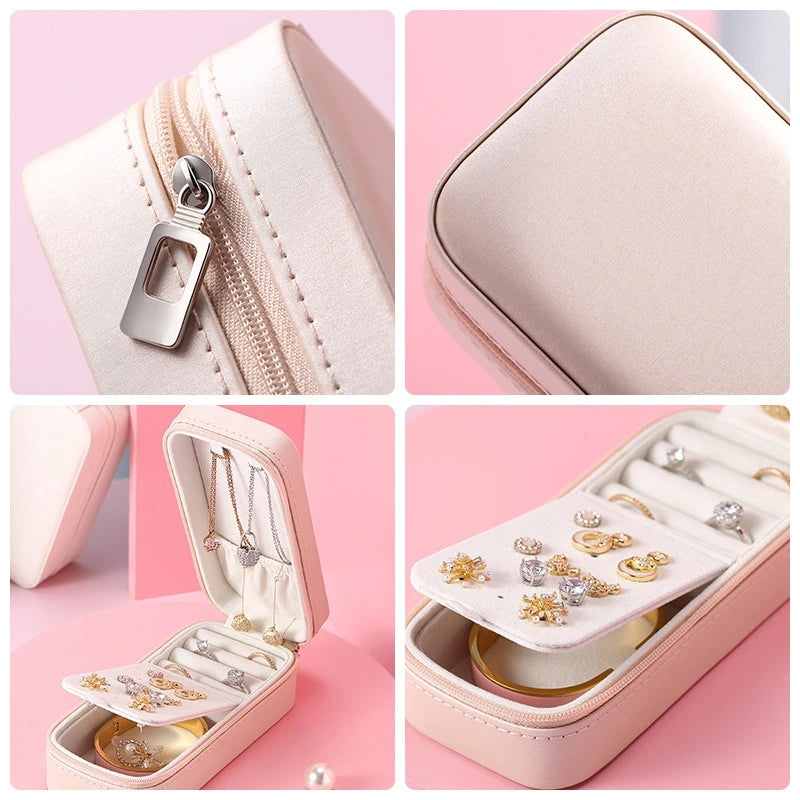 Portable Useful Creative Travel Home 2021 New Jewelry Holder Earrings Leather Jewelry Storage Box PU Leather Small Jewelry Bag