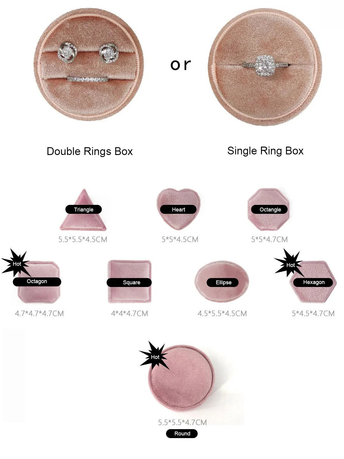 Luxury Round Velvet Jewelry Earring Ring Display Case Box Storage Organizer Holder Gift Packaging Box Portable Travel Wedding