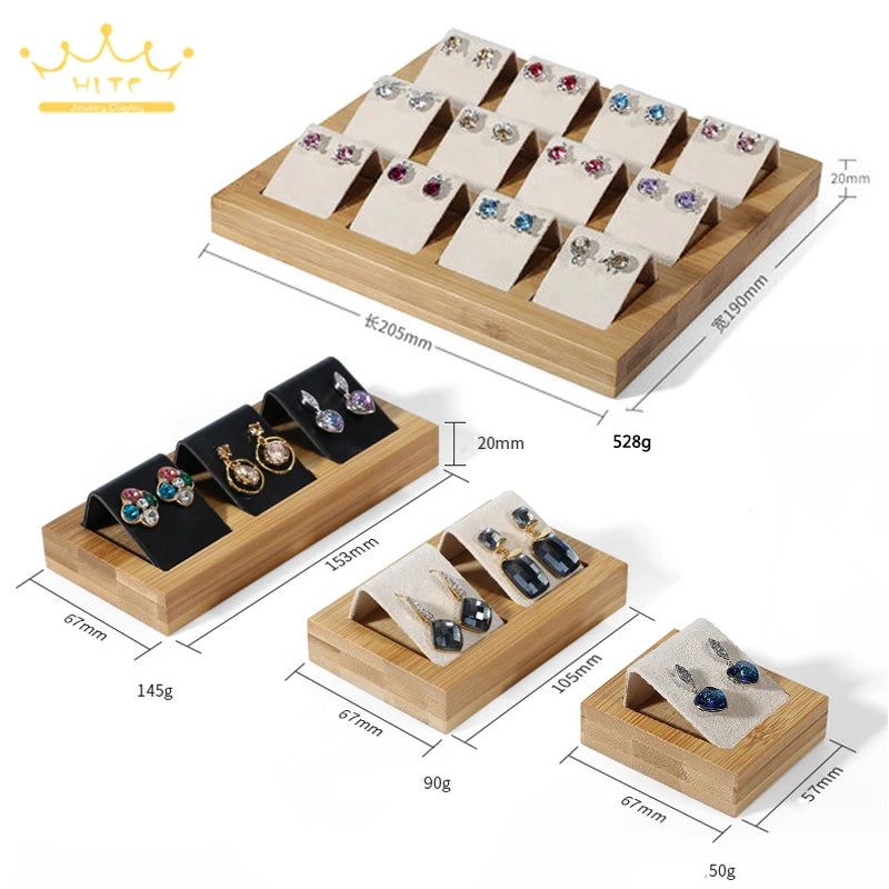 Bamboo Wood Earrings Display Bracket Jewelry Display Tray Earrings Display Shelf Jewelry Tray
