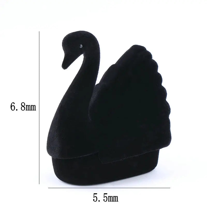 1Pcs Lovely Swan Shape Ring Box Wedding New Year Birthday Party Jewelry Case Fabric Container Case Great Gift Box
