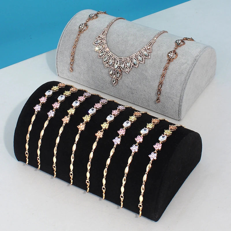 New Arched Velvet Fabric Mannequin Necklace Jewelry Pendant Display Bracelet Stand Showcase Counter Decorate Organizer