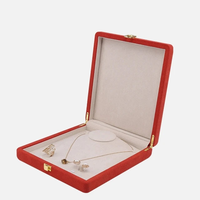 New High-End Large Boxes Pearl Necklace Earrings Set Jewelry Packaging Box Metal Lock Buckle Jewelry Organizer Gift Box 20*23Cm