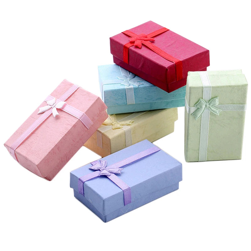 Paper Gift Boxes for Jewelry Packaging 5*8*2.5cm Ring Earrings Necklace Holder Display Wedding Gift 16pcs/Lot