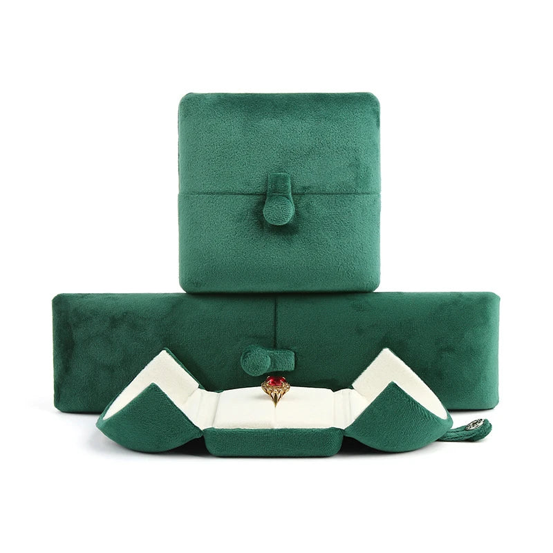 Double Open High Quality Super Soft Velvet Jewelry Box Jewelry Storage Box Necklace Ring Bracelet Gift Box
