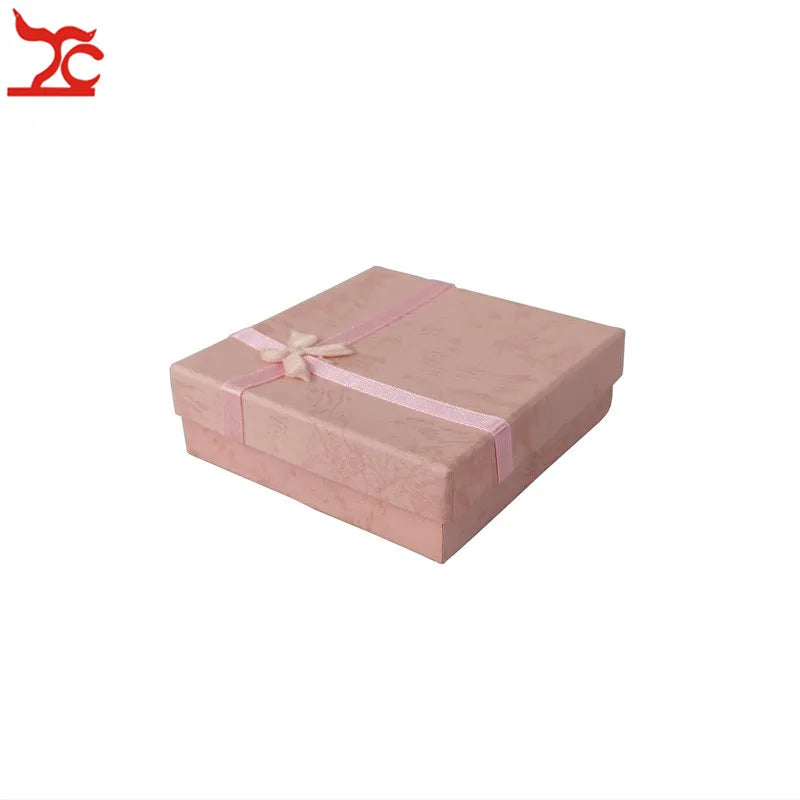 20Pcs/lot Square Large Paper Jewelry Box 4 Colors Available Bracelet Jade Storage Organizer Gift Ribbon Box 9*9*2Cm Wholesale