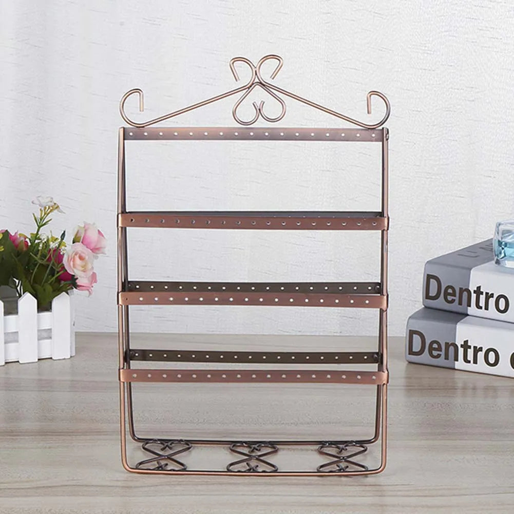 Capacity Metal 4 Layer 112 Holes Durable Double-side Earring Holder Stand Jewelry Display Stand Storage Rack Shelf Organizers