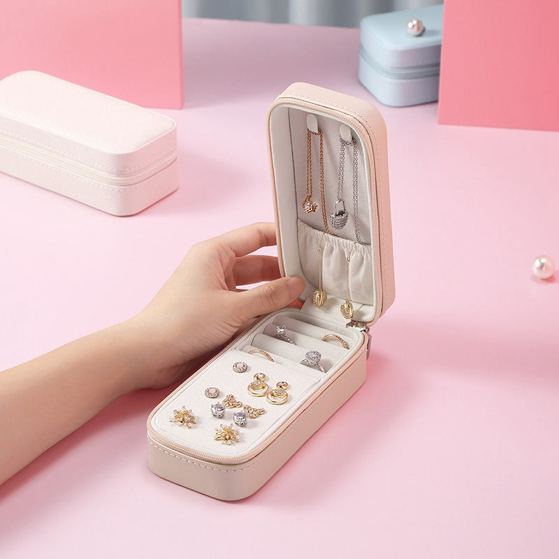 Portable Useful Creative Travel Home 2021 New Jewelry Holder Earrings Leather Jewelry Storage Box PU Leather Small Jewelry Bag