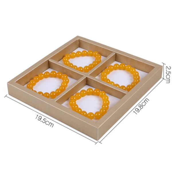 Jewelry Props Ring Necklace Display Tray Bracelet Earring Holder Exhibitor Jewelry Tray Bangle Rack Leather Jewelry Organizer