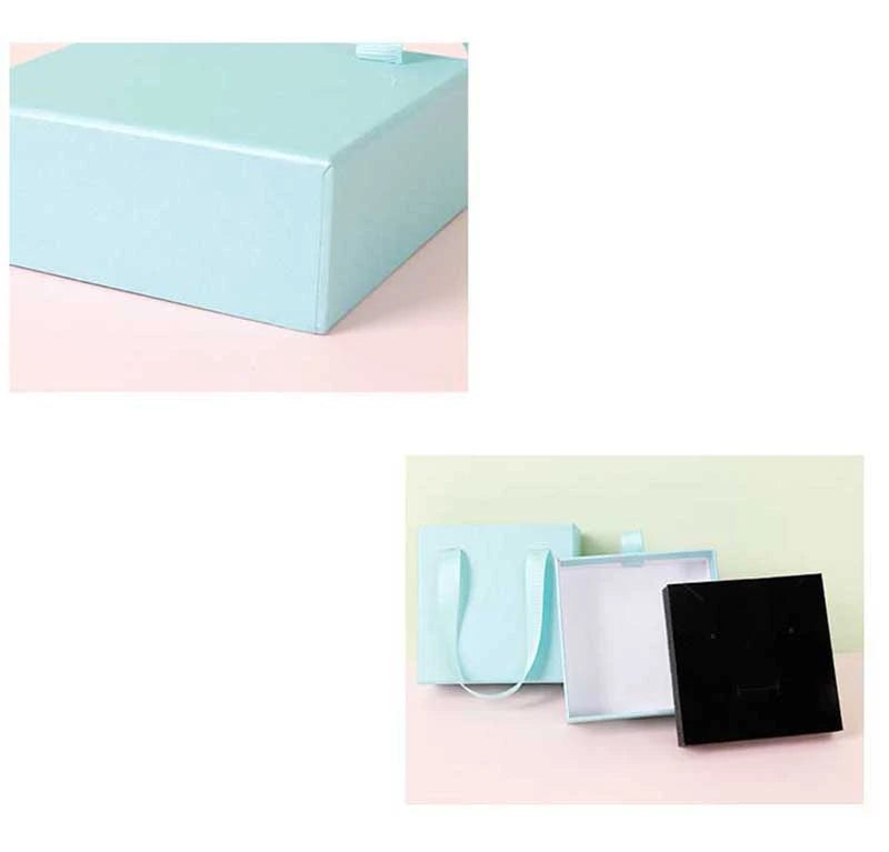 10Pcs/lot New Year Party Gift Box Earring Ring Jewelry Packaging Box Wedding Ribbon Handle Drawer Case Necklace Bracelet Holder