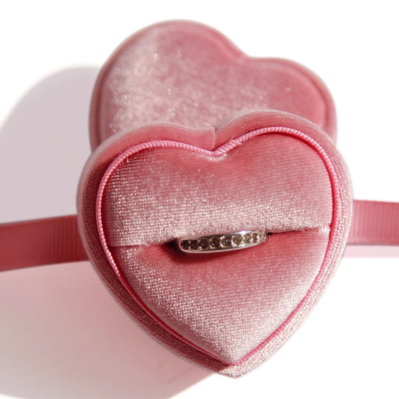 Corduroy Heart-shaped Jewelry Box Single Ring Box Lovers Ring Box Pendant Necklace Box Velvet Jewelry Boxes and Packaging