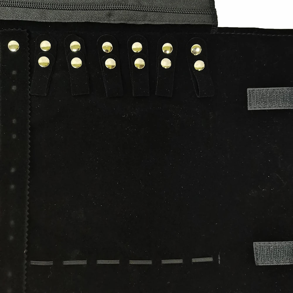 Fashion Black Velvet Jewelry Roll Bag with Zipper Bracelet Organizer Storage Pouch Portable Necklace Display Travel Bag