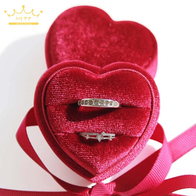 Corduroy Heart-shaped Jewelry Box Single Ring Box Lovers Ring Box Pendant Necklace Box Velvet Jewelry Boxes and Packaging