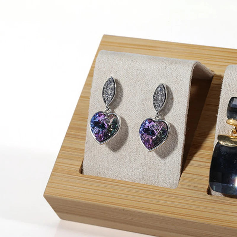 Bamboo Wood Earrings Display Bracket Jewelry Display Tray Earrings Display Shelf Jewelry Tray