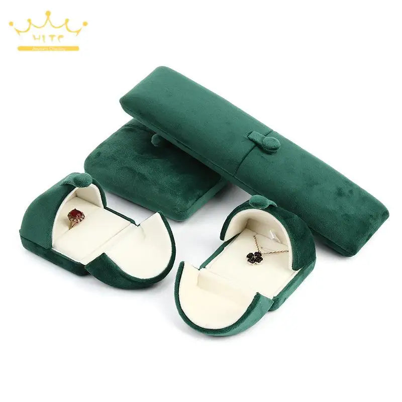 Double Open High Quality Super Soft Velvet Jewelry Box Jewelry Storage Box Necklace Ring Bracelet Gift Box