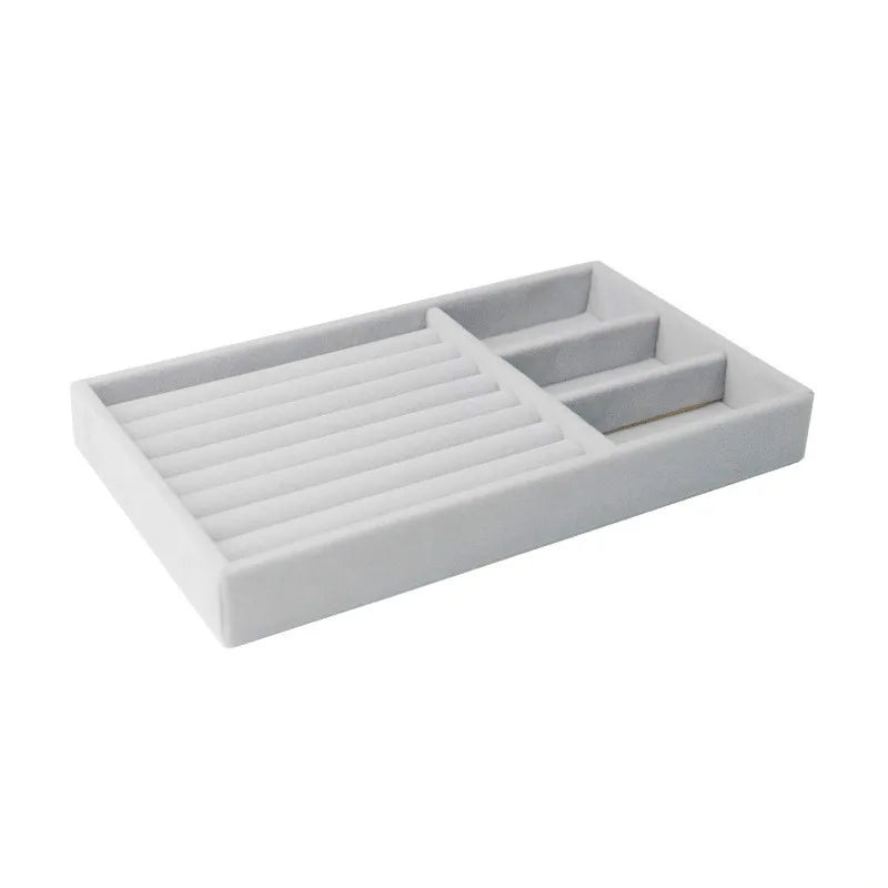 Velvet Jewelry Box Organizer Ring Stud Slot Bar Tray Chain Earring Cufflink Holder Accessorie Bague Bijoux Jewelry Display Box