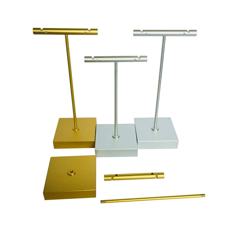 Luxury Gold Silver Stainless Steel T-Shaped Earring Display Stand Jewelry Earring Holder for Jewelry Store Window Showcase