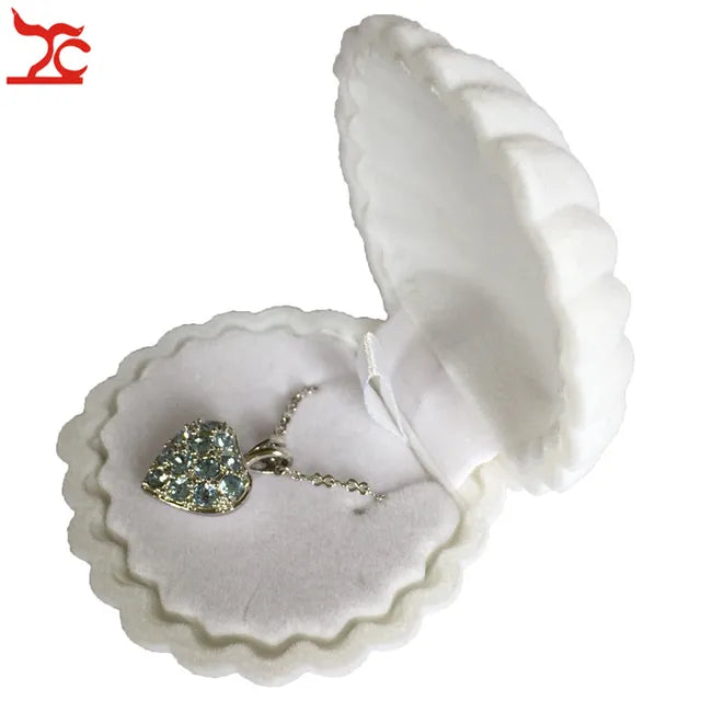 Bulk sale 10Pcs Cute Shell Shape Velvet Earring Case Engagement Party Necklace Pendant Jewelry Display Storage Wedding Gift Box