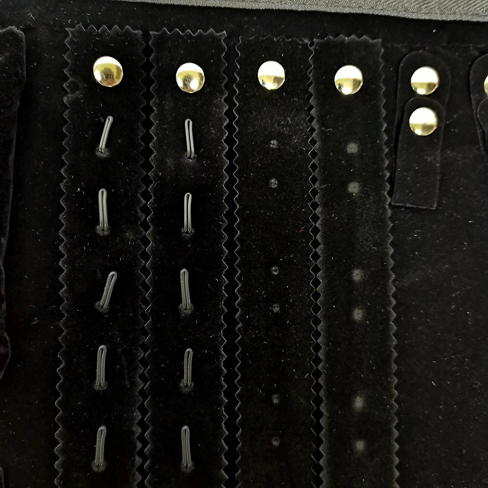 Fashion Black Velvet Jewelry Roll Bag with Zipper Bracelet Organizer Storage Pouch Portable Necklace Display Travel Bag