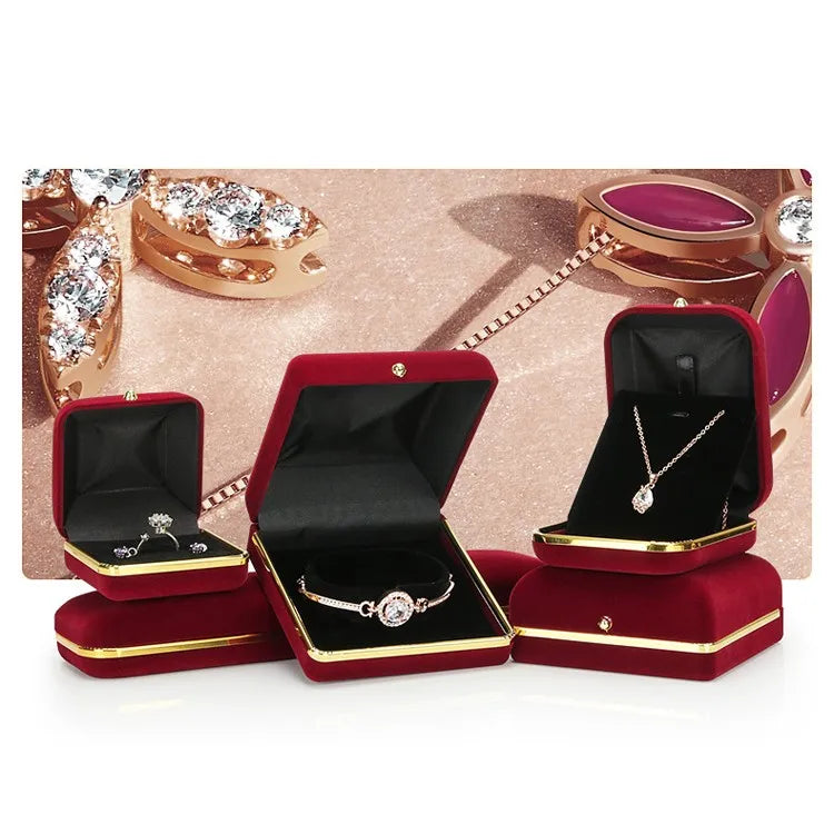 New Jewelry Storage Box Necklace Ring Display Box Earrings Bracelet Storage Box Phnom Penh Flannel Storage Box Gift Box