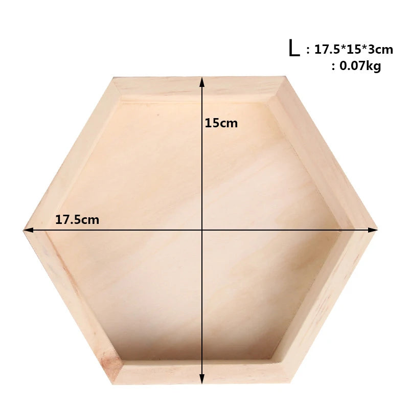 3pcs/1pc Wood Jewelry Storage Boxes Bracelet Necklace Display Tray Plate Hexagon Wooden Cases Organizer Dishes Tray