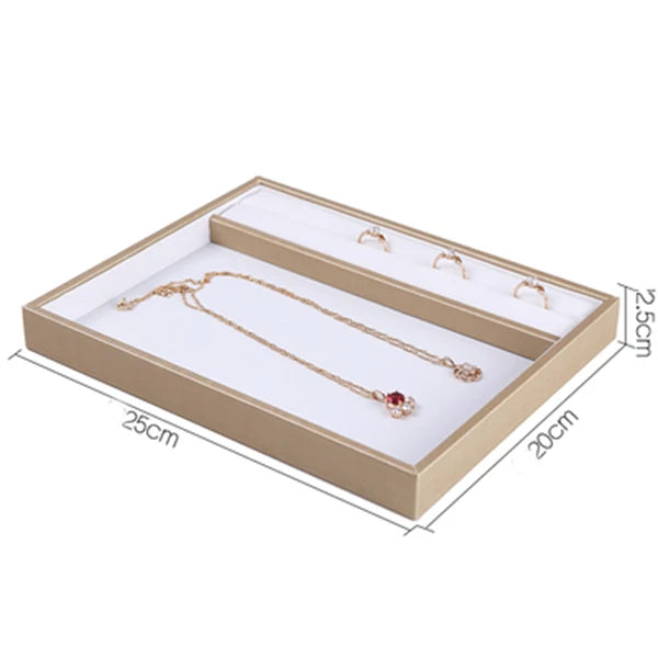 Jewelry Props Ring Necklace Display Tray Bracelet Earring Holder Exhibitor Jewelry Tray Bangle Rack Leather Jewelry Organizer