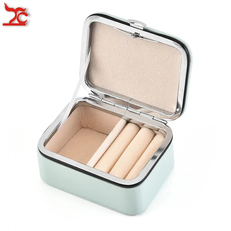 Fashion Mini PU Leather Jewelry Display Organizer Box Red Blue Pink Ring Earrings Bracelet Storage Carry Case Container Gift Box