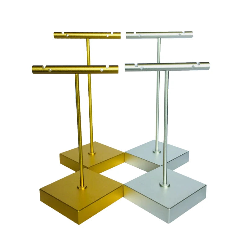 Luxury Gold Silver Stainless Steel T-Shaped Earring Display Stand Jewelry Earring Holder for Jewelry Store Window Showcase