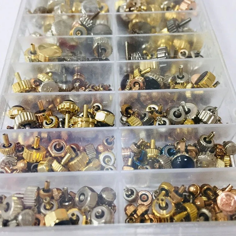 Bulk Watch Crown Watch Head Watch Parts for Wrist Watch Parts E Flat Head Watch Accessories Repairment Tool Kit for Watchmaker