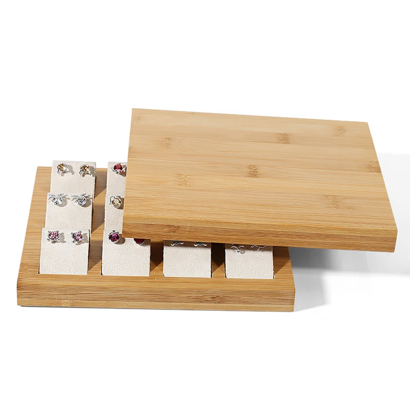 Bamboo Wood Earrings Display Bracket Jewelry Display Tray Earrings Display Shelf Jewelry Tray