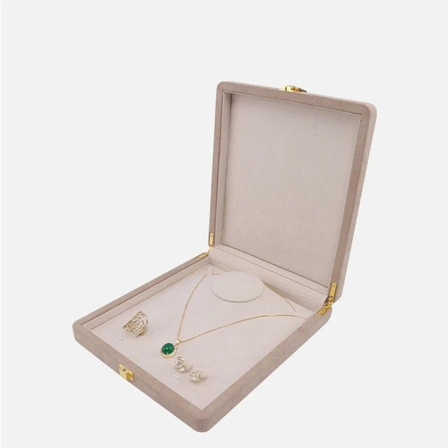 New High-End Large Boxes Pearl Necklace Earrings Set Jewelry Packaging Box Metal Lock Buckle Jewelry Organizer Gift Box 20*23Cm