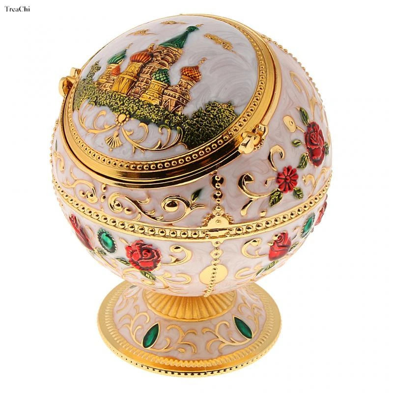 Carved Vintage Jewelry Storage Box Lovely Trinket Box European Embossed Pattern Gem Jade Stone Storage Cases Home Collections