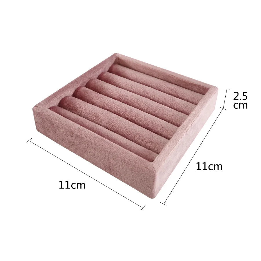 High Quality Velvet Square Tray 11*11Cm Rings Organizer Ear Studs Bangle Storage Plate Jewelry Display Multiple Colors Available