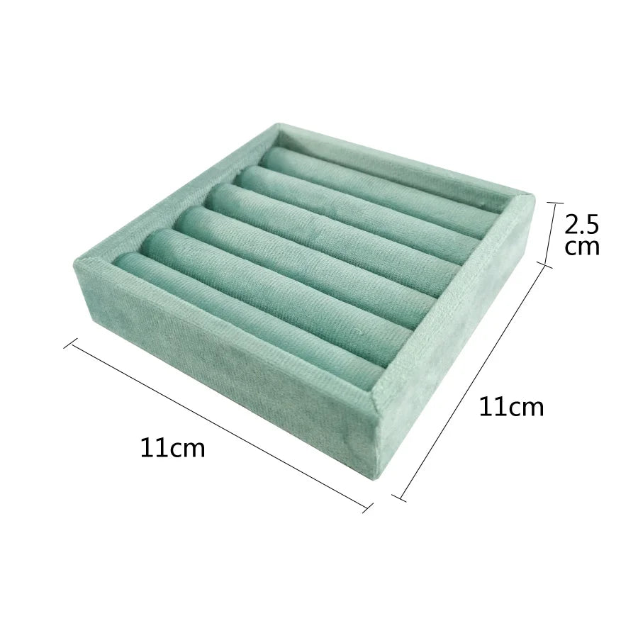 High Quality Velvet Square Tray 11*11Cm Rings Organizer Ear Studs Bangle Storage Plate Jewelry Display Multiple Colors Available