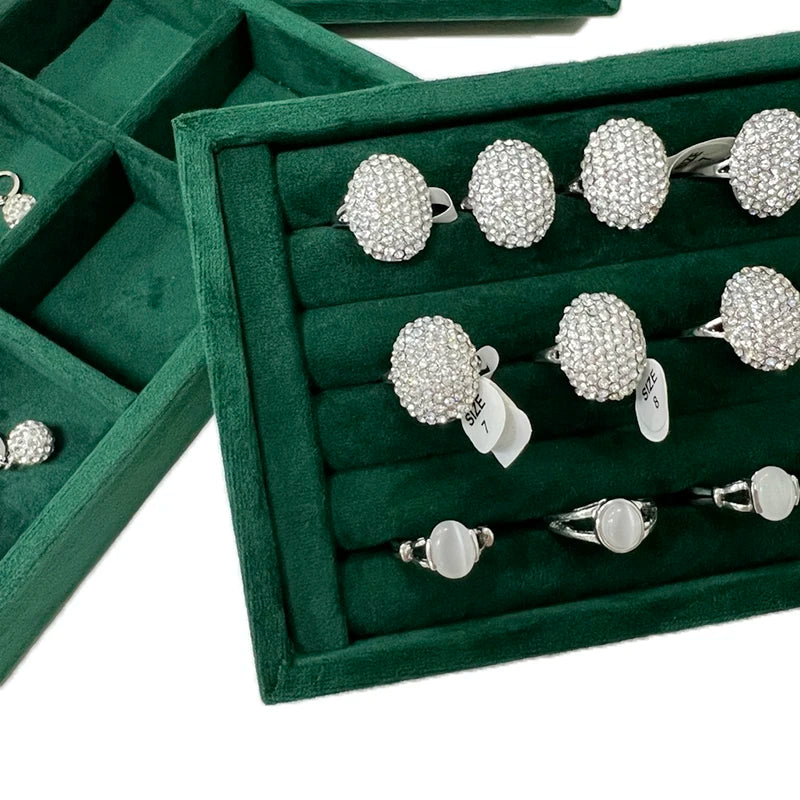 Dark Green Tray for Jewelry Ring Bracelet Display Tray Jewelry Demonstration Watch Organizer Earring Cuff-Link Storage Case