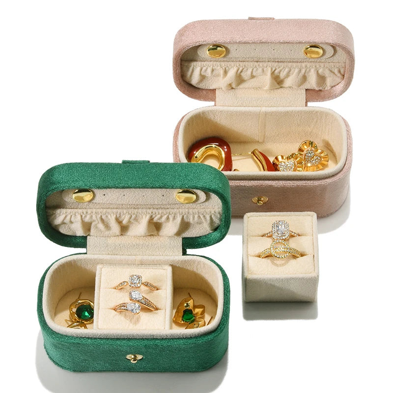 Portable Velvet Small Jewelry Box Jewelry Packaging Box Velvet Ring Earring Container Traditional Festival Gift Packing Boxes