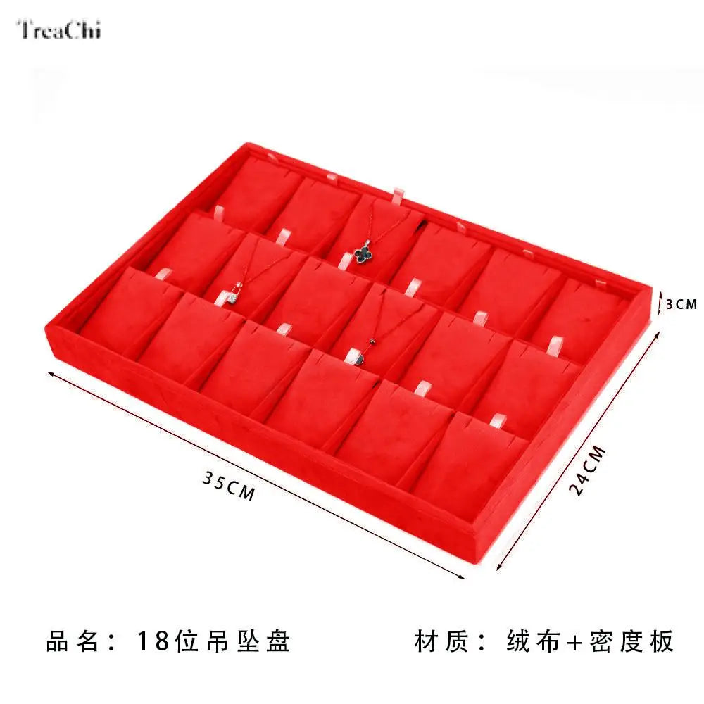 Red Velvet Gold Jewelry Organizer Earring Necklace Display Stand Quality Ring Tray Pendant Storage Plate Watch Bracelet Holder
