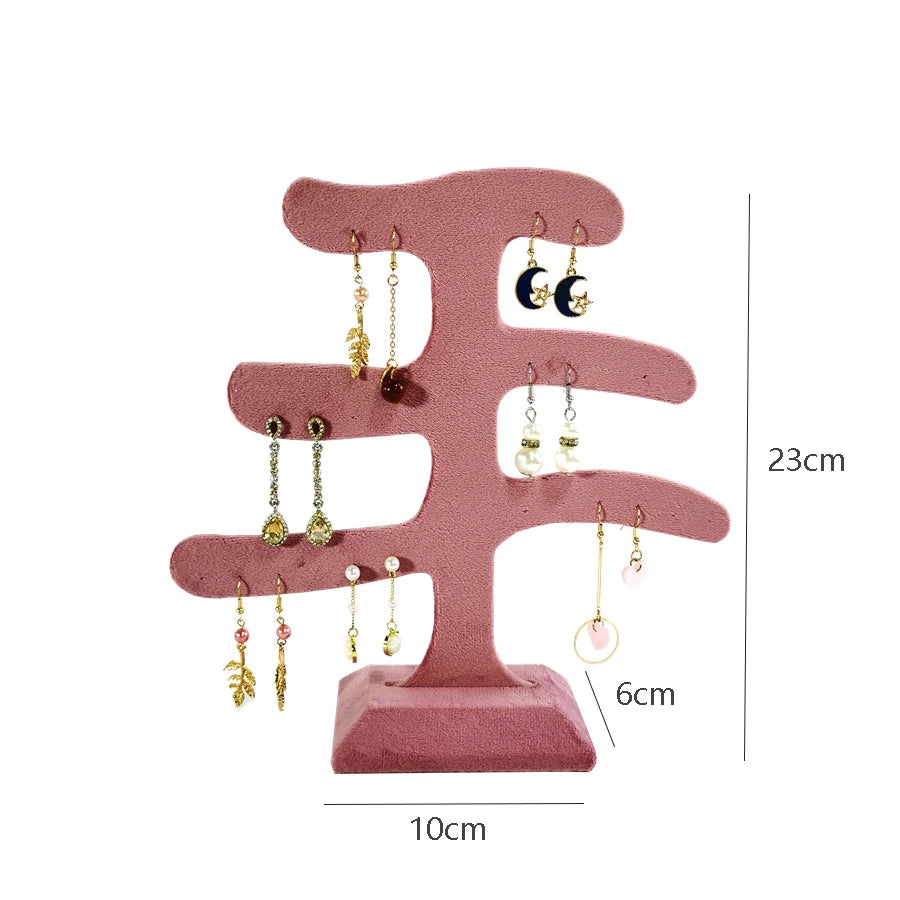 Pink Velvet Jewelry Organizer Trays Earrings Rings Holder Stud Ear Watch Bangle Storage Tray Jewelry Counter Jewelry Display