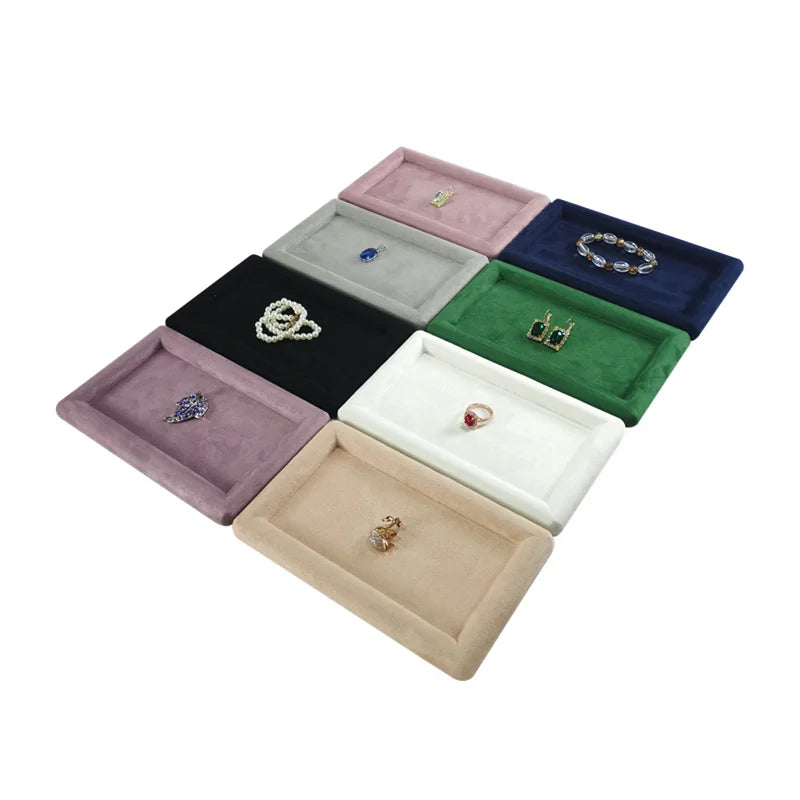 Colorful Fabric Tray High Quality Earrings Rings Organizer Jewelry Necklace Watch Storage Trays 12*12Cm and 12*20Cm