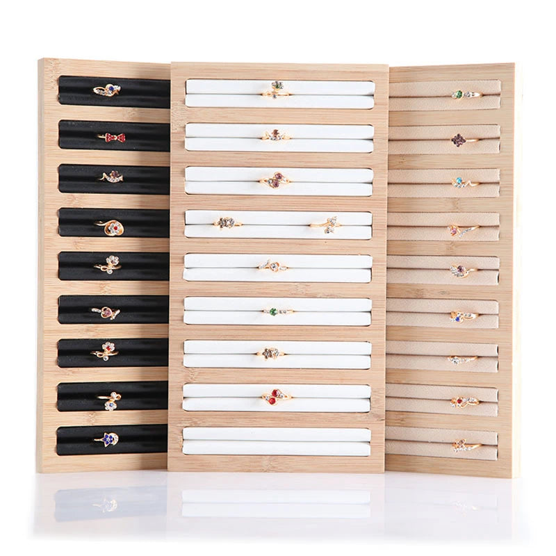 Natural Wood Square Earrings Rings Display Tray Jewelry Storage Plate Store Exhibitors Counter Showcase Props