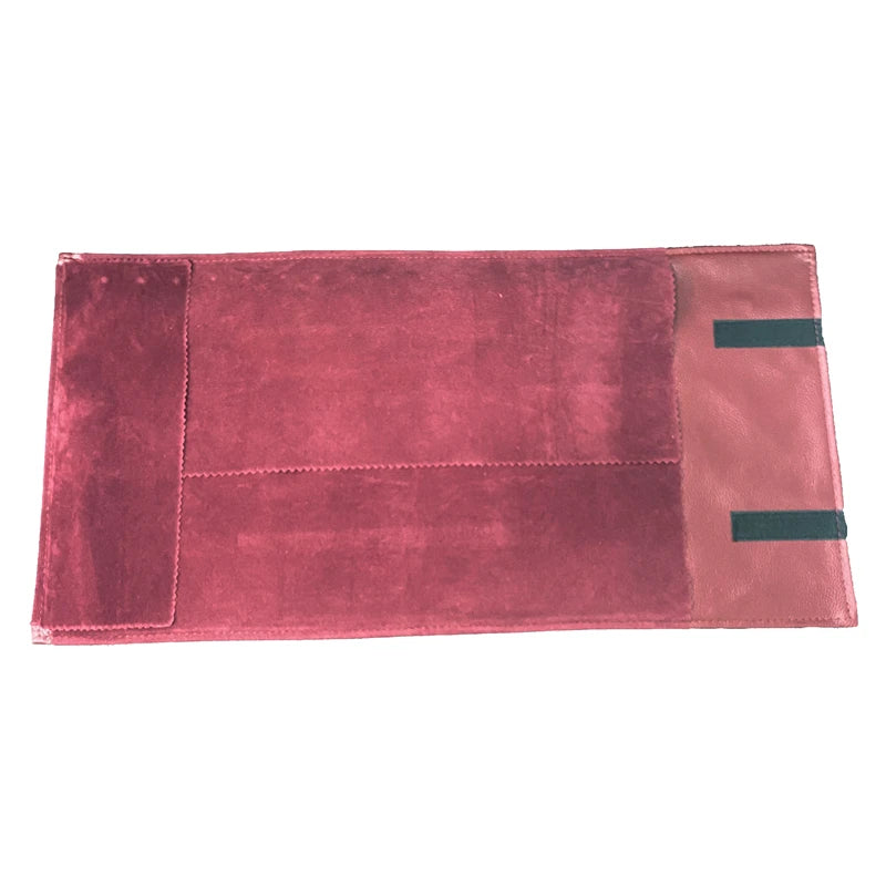 Wine Red Jewelry Organizer Pu Leather Roll Bag Necklace Bracelet Holder Travel Jewellery Bags Portable Jewelry Display Pouch